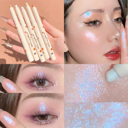 Face Makeup Highlighter Pencil Pearl Brightening Cream Diamond Blue Gold Silver Long Lasting Waterproof Highlighter